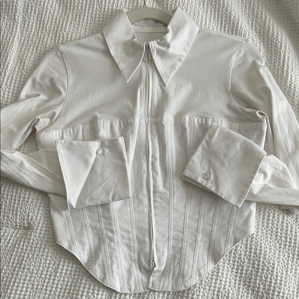 Anne Fontaine Cropped Fitted collar blouse